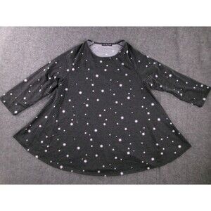 Kim Cami Top Woman 1X Black Star Causal Flowy Everyday Tunic Beach Stretch